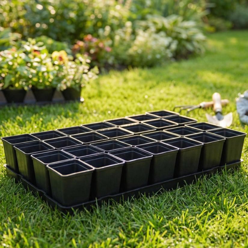 Набор горшков для рассады (28шт*0,25л) на поддонах чёрный 