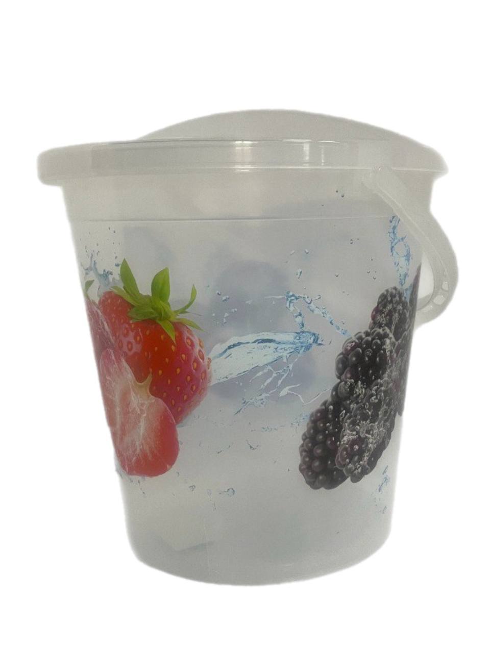 Ведро пластиковое с крышкой 14 л. Декор "Ягодный микс" (10шт.уп) РП-1014-ДЯМ