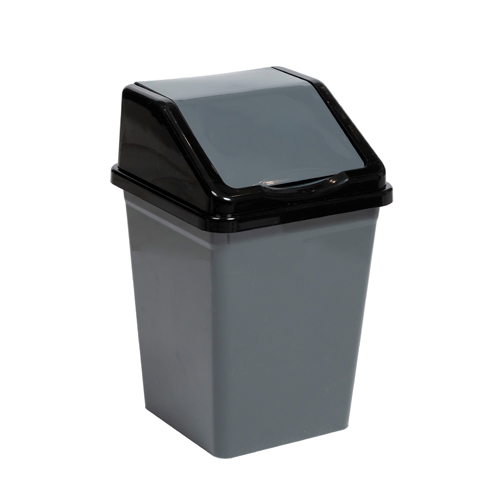 Ведро д/мусора с подвижной крышкой 5л серо/черный (16 шт) 940518