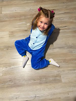 Кигуруми д/детей СТИЧ голубой (110 см) синие пуговицы