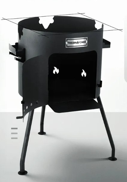 Печь под казан на 8л с дверцей D32см (печь+3 ножки+поддувало)