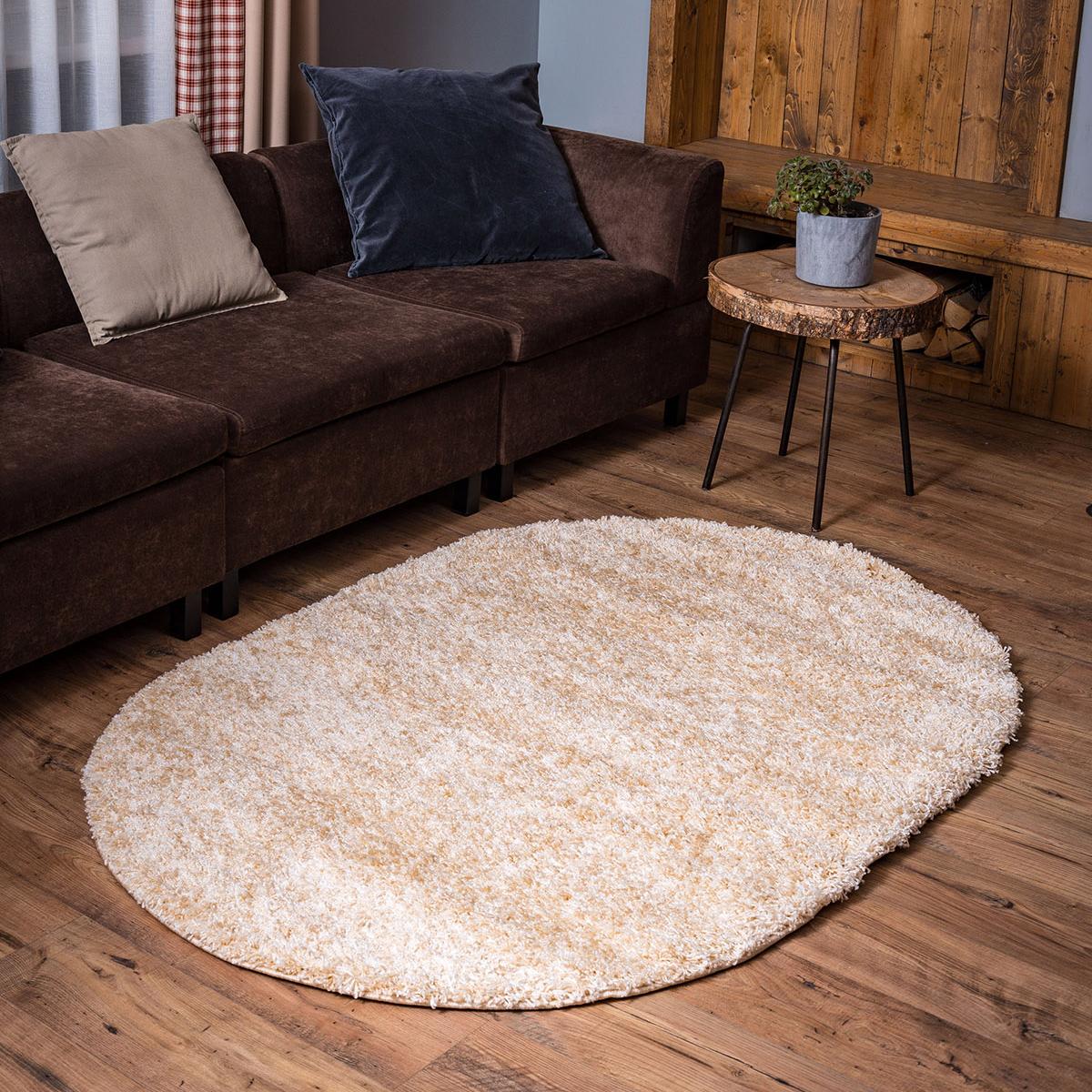 Ковер LAZANIA SHAGGY 2,0х4,0 овал s057A-S01 BEIGE / BEIGE (РАСПРОДАЖА)