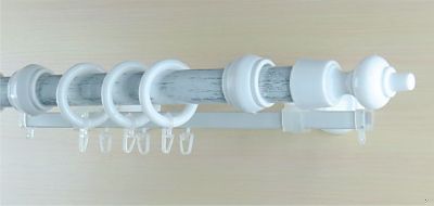 Карниз 28 мм пластик 2 ряд. 2,0м Белый Серебро - Патина (4 шт/уп)