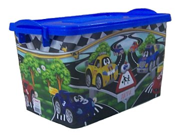 Контейнер д/хран. №7 (50л) прозр. МАШИНКИ, темно-голубой /