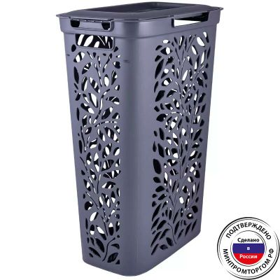 Корзина для белья Leaves 60л 440х340х635мм (серый)(4шт) ПБ48925