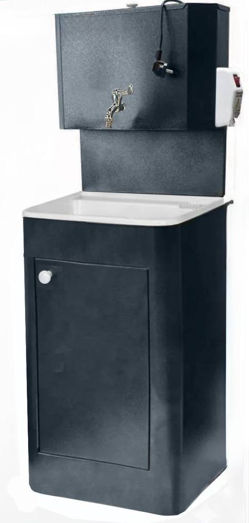 Умывальник "Дачный" с ЭВН пластм.мойка 50*40, 17л.,СЕРЕБРО, кран пл.хром 1/2