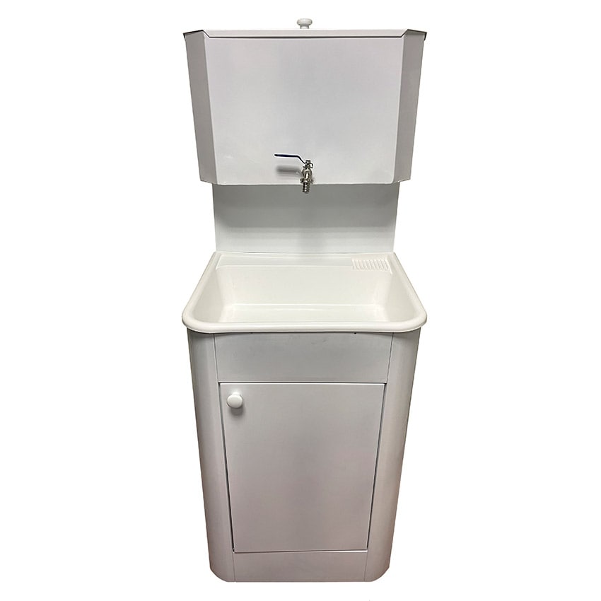 Умывальник "Дачный" без ЭВН пластм.мойка 50*40, 17л.,БЕЛЫЙ, кран пл.хром 1/2